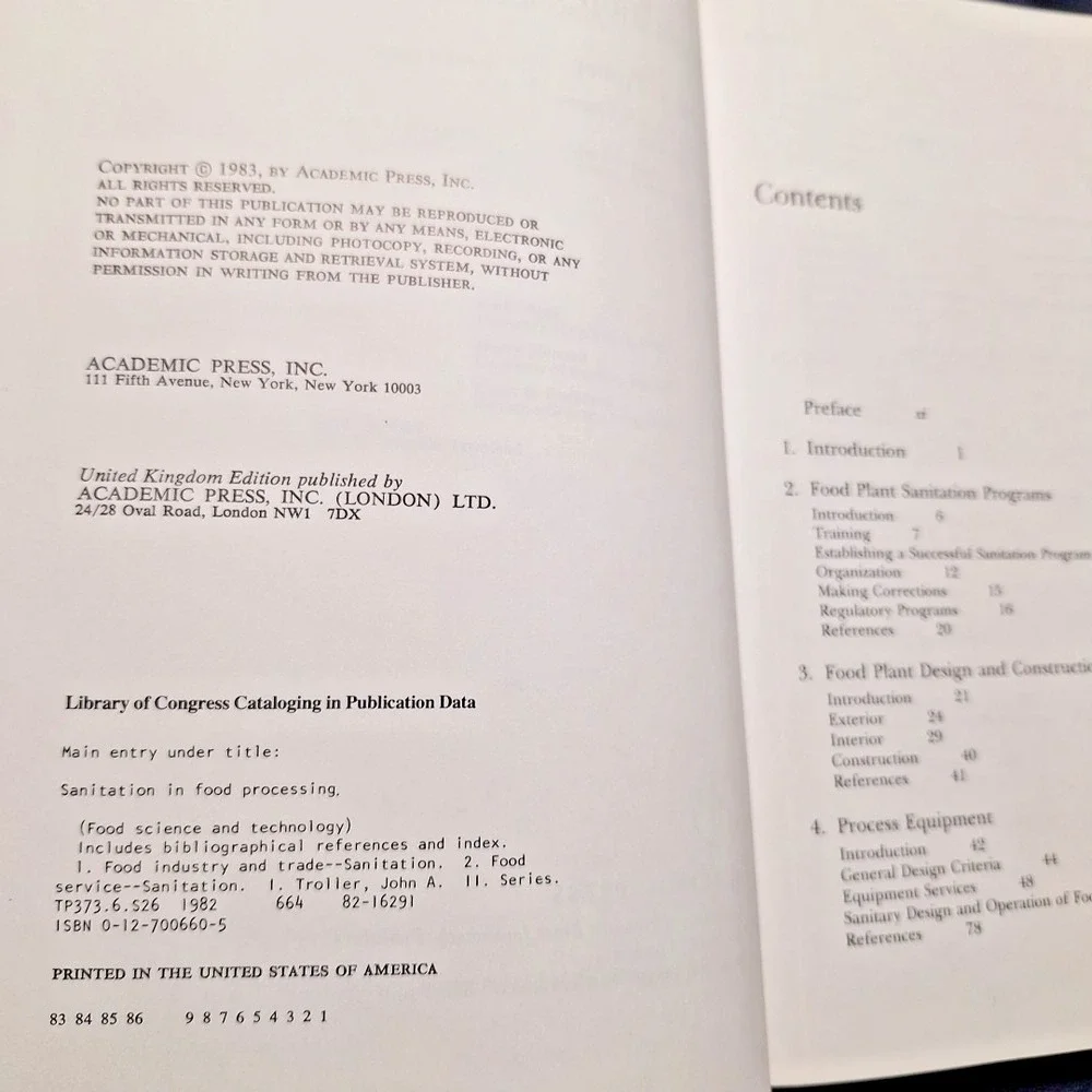 Sanitation in Food Processing 1st‎ Edition Hardcover by John Troller 1983